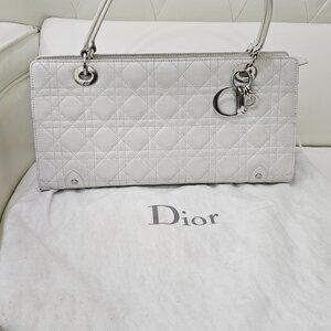 Authentic Vintage DIOR Cannage Lady Dior East West bag White w. dust bag
